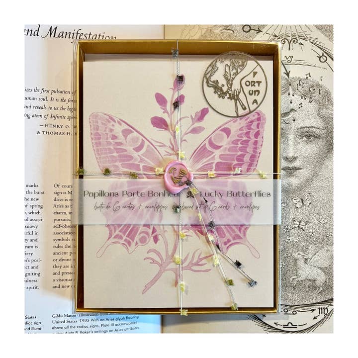 Lucky Butterfly Card Set for wholesale by Fortuna Stationery