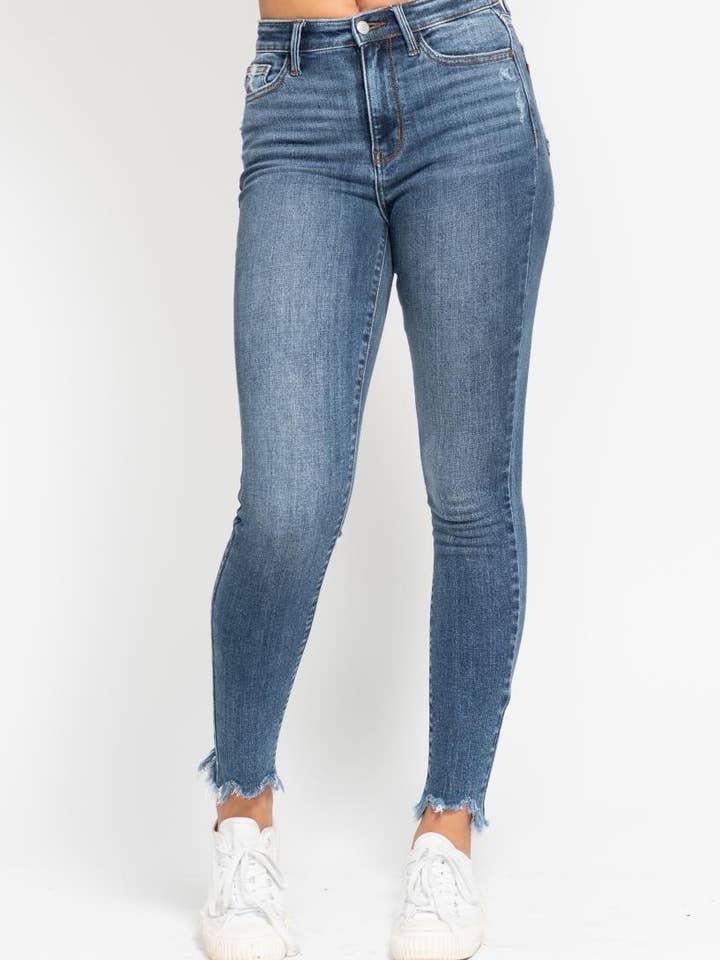 HW Skinny w/ Destroy & Shark Bit Hem for wholesale by Judy Blue Jeans