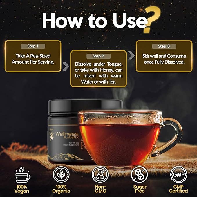 Health & Wellness Associates Inc. - Wholesale Oral Supplement/Vitamin - Pure Himalayan Organic Shilajit Resin 500mg Per Serving - 80% Fulvic Acid – 2 oz5