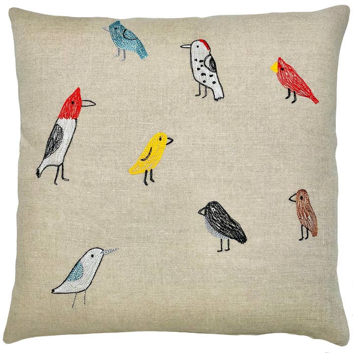 K Studio - Wholesale Throw/Decorative Pillow - Backyard Birds Pillow1