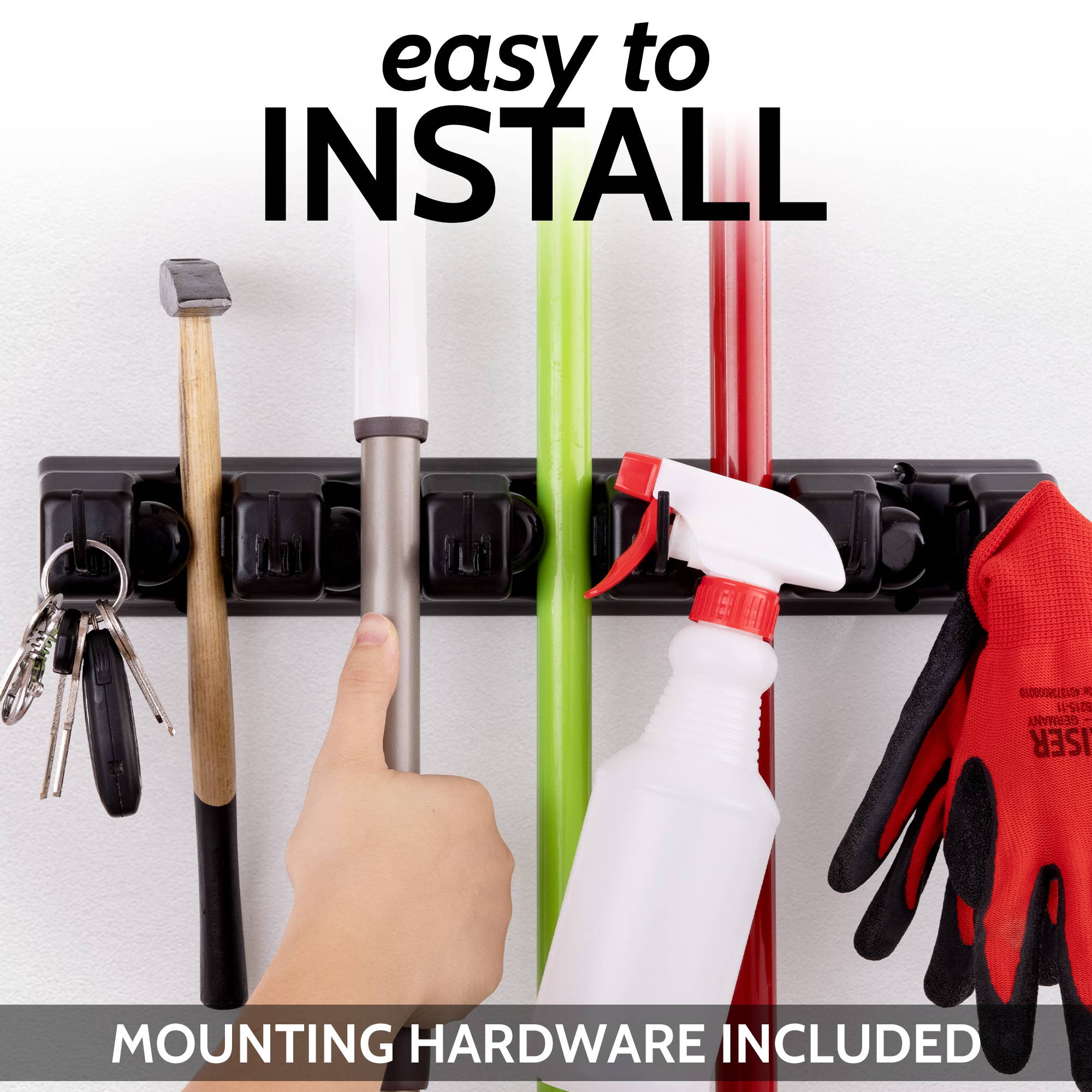 Zulay Kitchen - Wholesale Wall Hook - Mop and Broom Organizer Wall Mount 5 Slots8