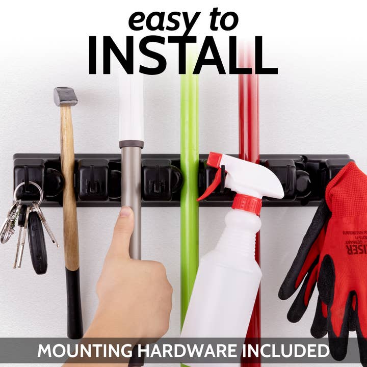 Zulay Kitchen - Wholesale Wall Hook - Mop and Broom Organizer Wall Mount 5 Slots8