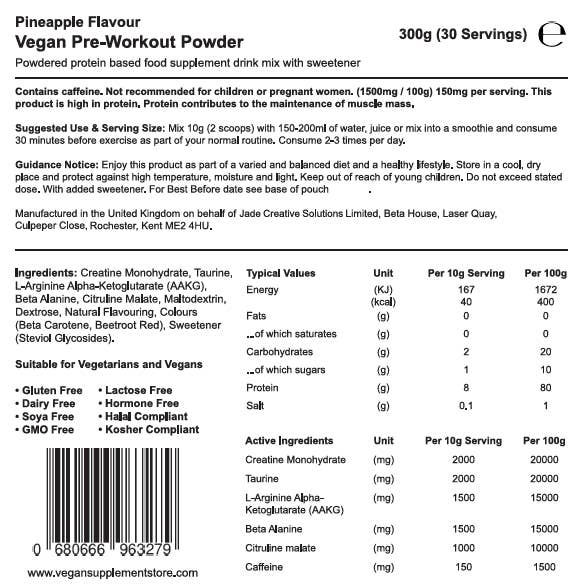 Vegan Supplement Store – wholesale Protein/superfood powder – Vegan Pre-Workout Powder2