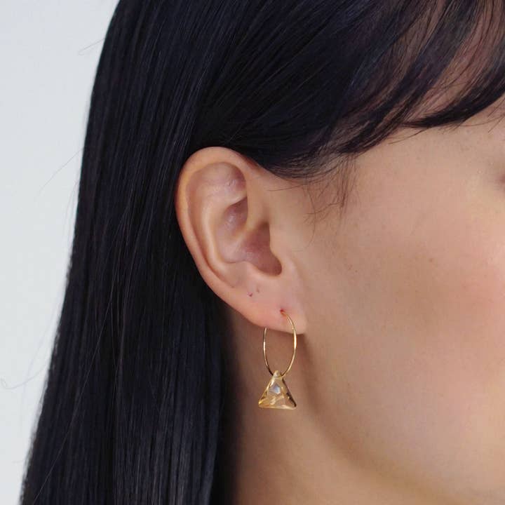 SOLI STUDIO - Wholesale Hoop earrings - Mini Hoop Tri-crystal Yellow • Gold0