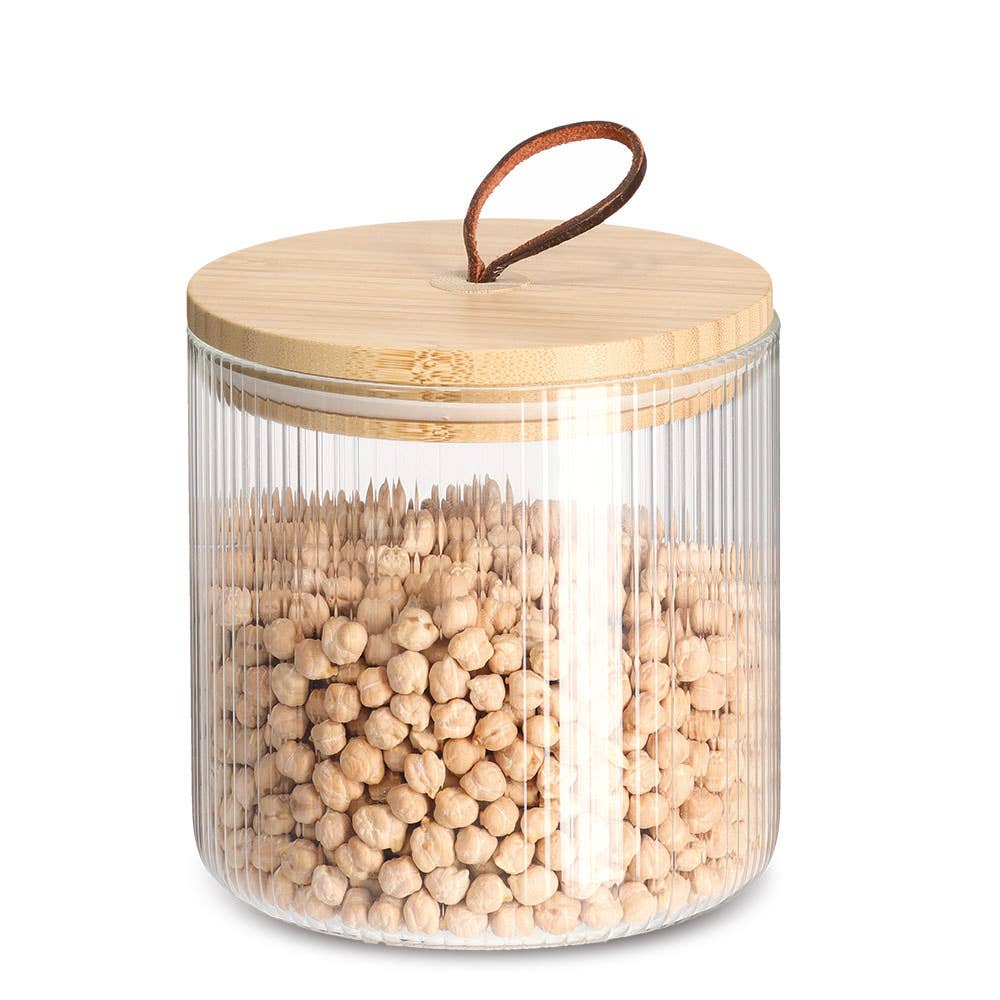 transparent Storage jar with bamboo lid, 1050 ml for wholesale on Faire1