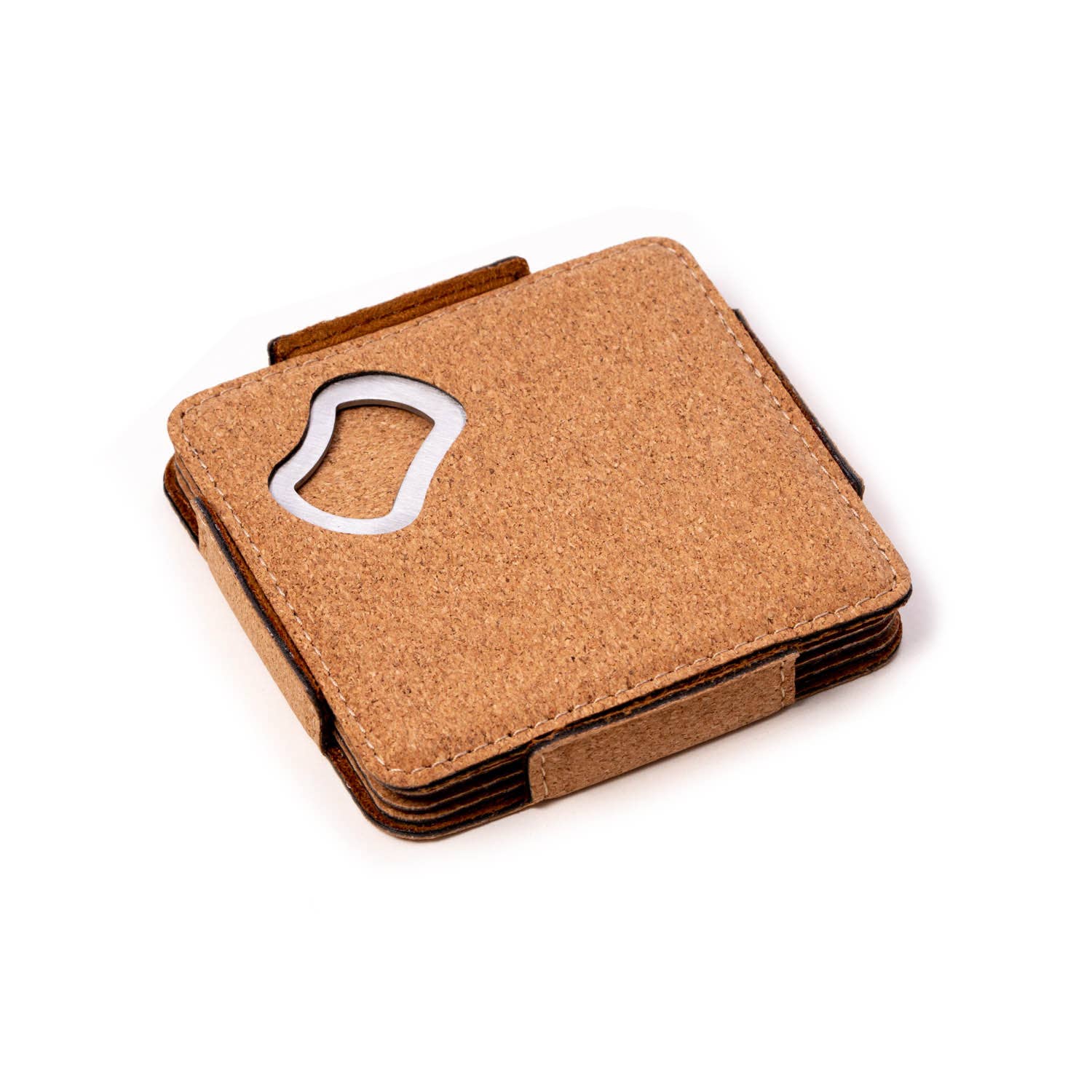 BeyBerk International - Wholesale Coasters - Cameron 4 Cork Coasters Set with Bottle Opener1