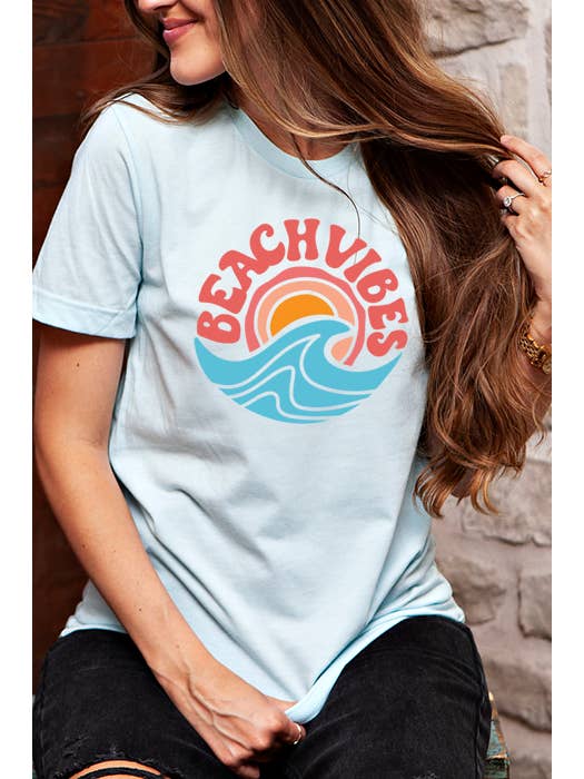 Wildberry Waves - Wholesale Screen Printed T-Shirt - Women's - Beach Vibes Tee0