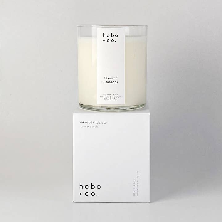 hobo + co. candles - Wholesale Pot/gevulde kaars - NIEUWE grote sojakaars met eikenhout+tabak