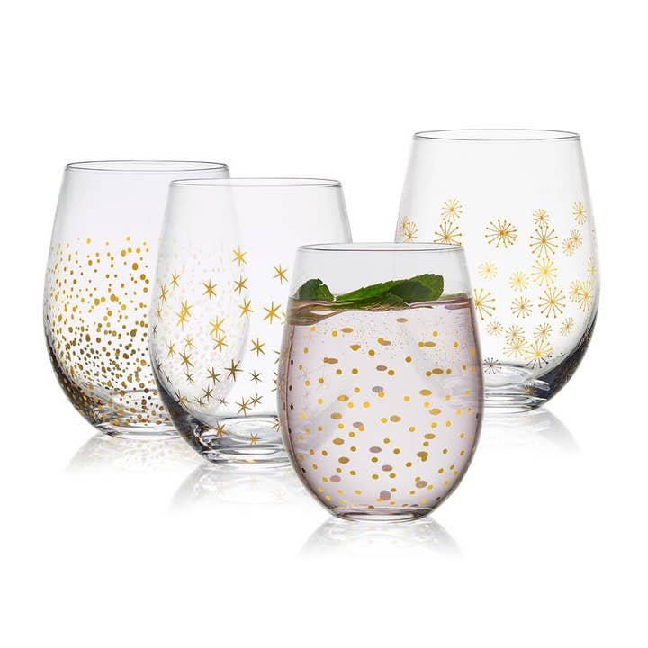 Fitz and Floyd® Mikasa® Pfaltzgraff® - Wholesale Wine Glass - Mikasa Party 18OZ Stemless Glass S4 Brown Bx Pkg