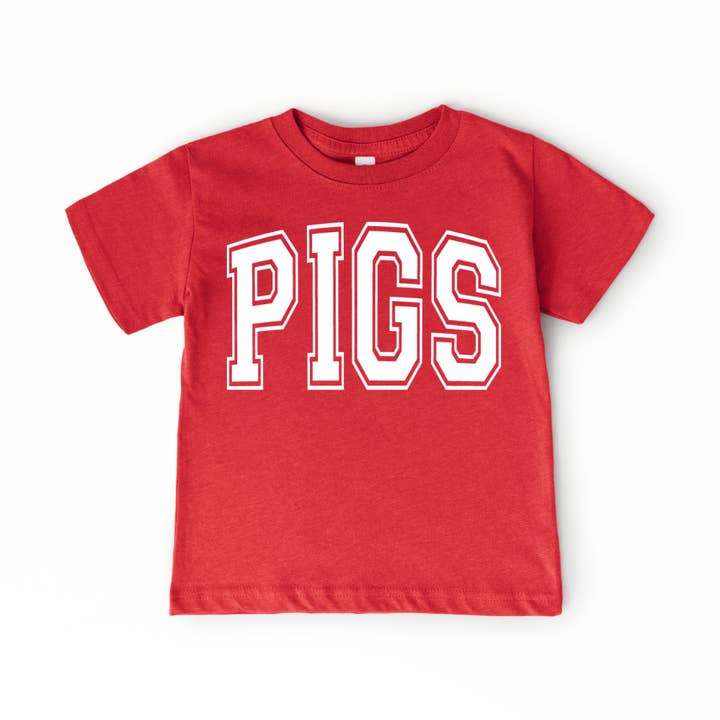 T-shirt graphique pour enfants PIGS Varsity pour la vente par The Babe Co.