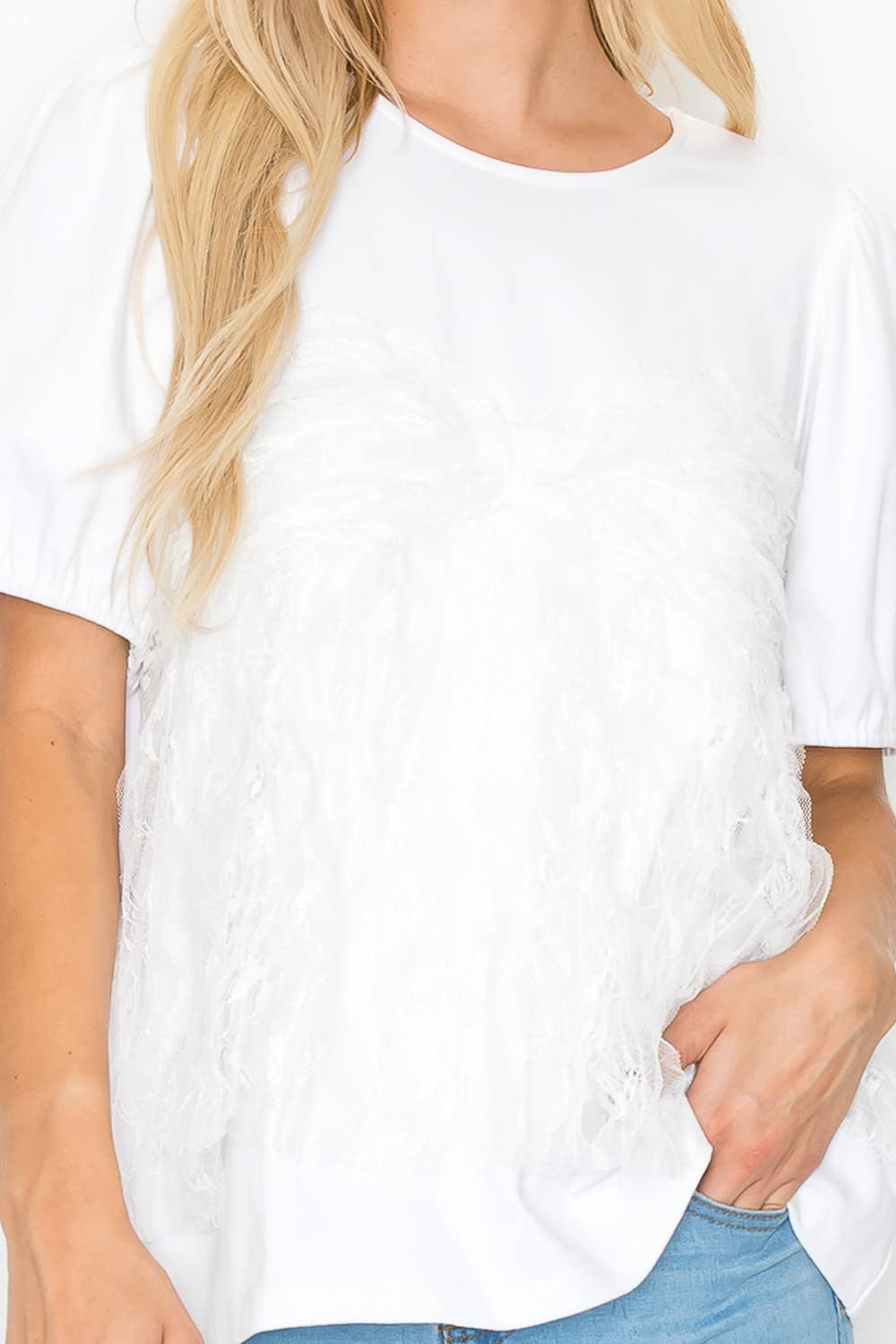 Joh Apparel – Großhandel Bluse – Damen – Reya-Top mit vorderem strukturiertem Spitzen-Mesh6