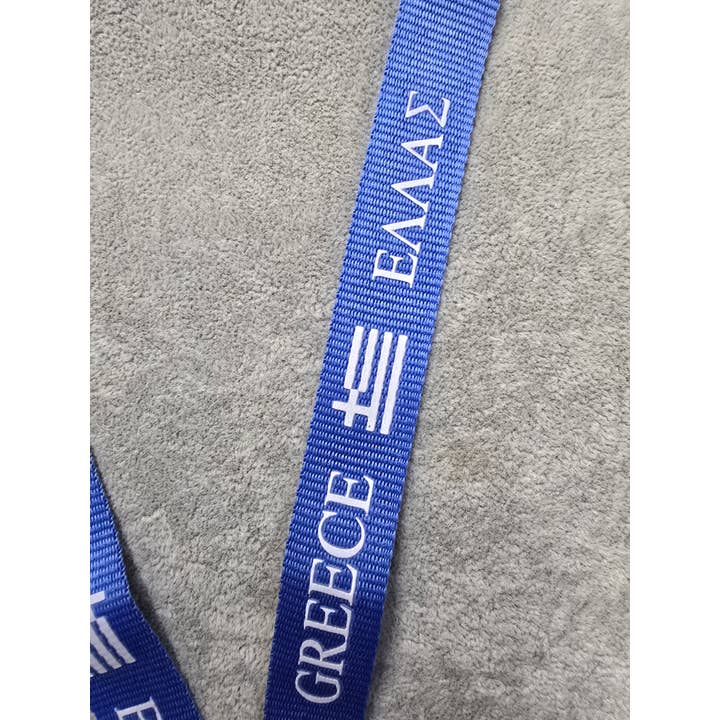 2 Greeks Inc – Fita porta-chaves – Unissexo por atacado – Fita de Pescoço Azul com Bandeira Grega e Fecho de Gancho2