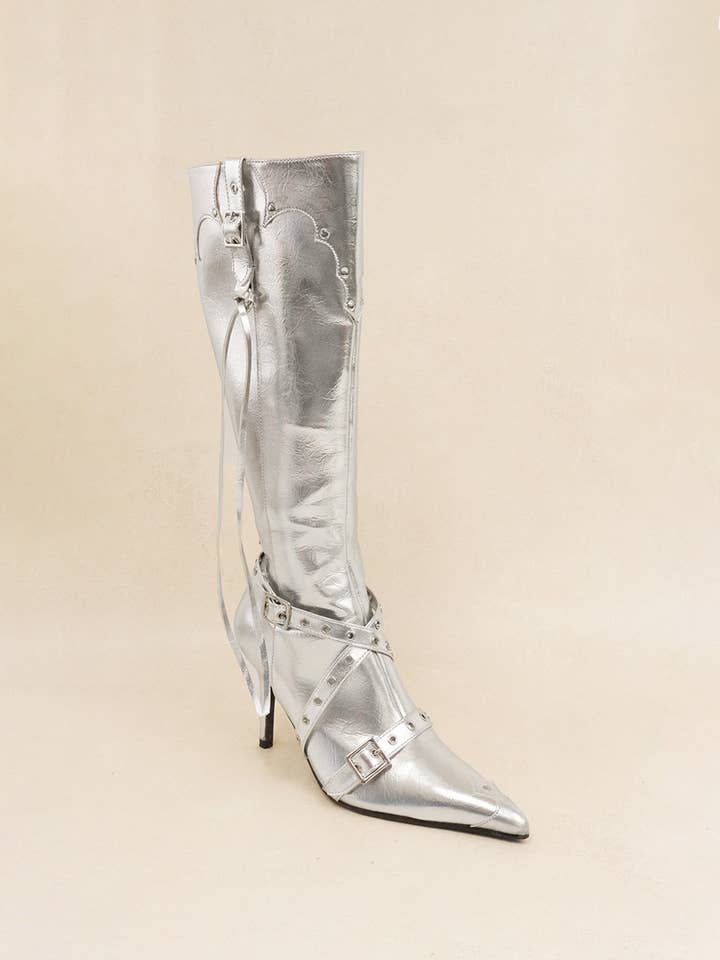 Lemonade Shoes - Wholesale Boots – Women’s - GUNNER - Western Stiletto Boots w/ Studs9