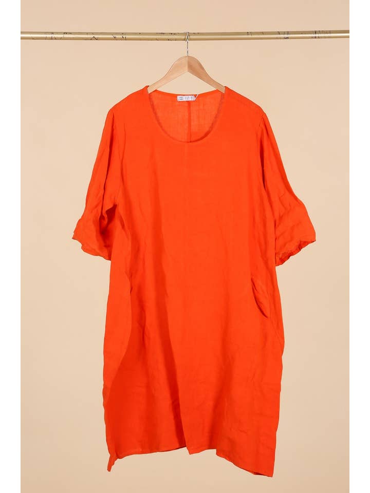 la maison des fibres naturelles - Wholesale Dress - Women's - Round neck dress in 100% linen 676134