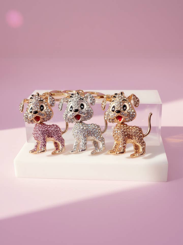 Crystal Dog Key Ring & Bag Charm for wholesale by Arya Jewellery Wholesale
