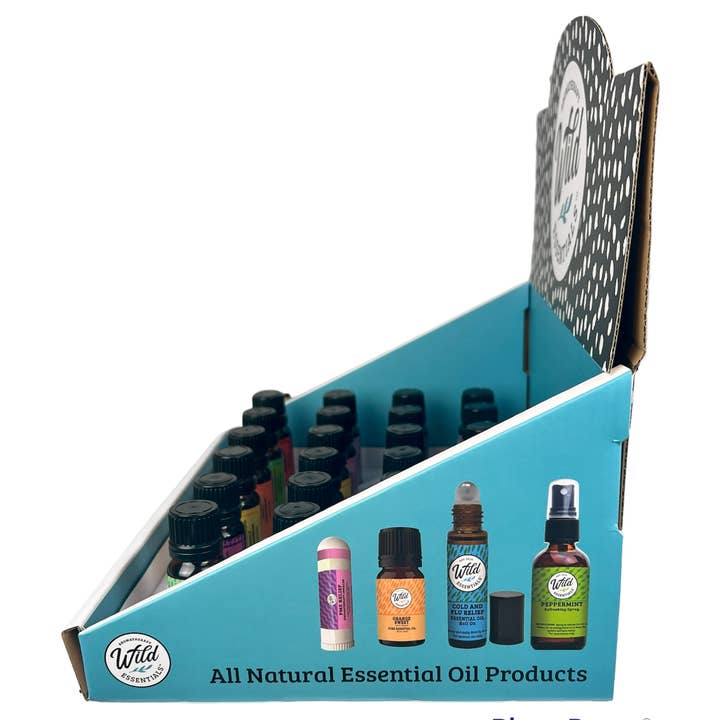 Wild Essentials - Wholesale Essential Oil - 10ml  Essential Oils Counter Display with 24 assorted blends3