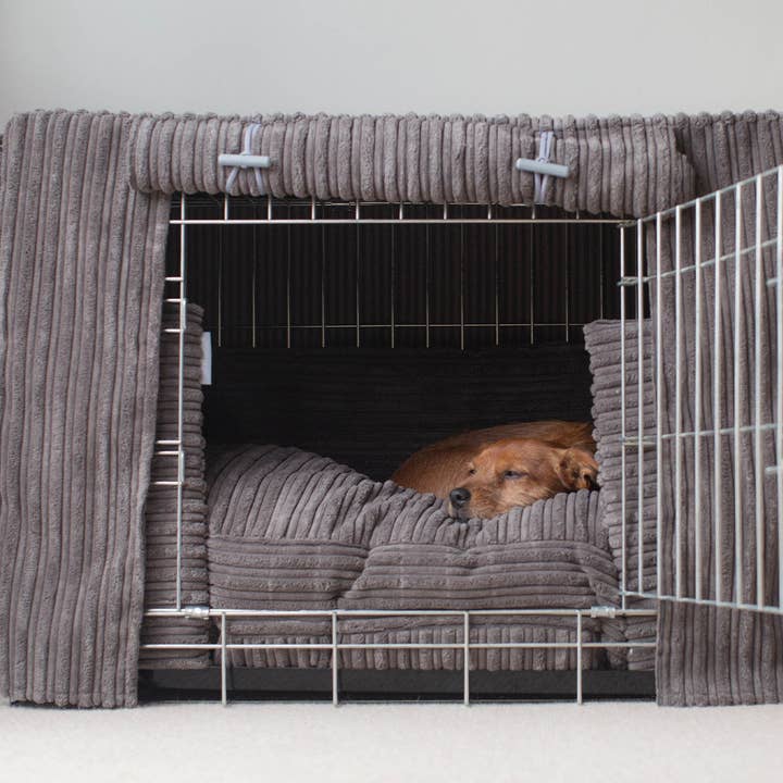 Lords and Labradors - Wholesale Pet Bed - Dog - Dog Crate Set in Dark Grey Essentials Plush