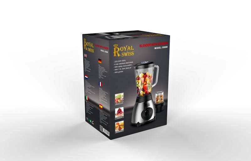 Royal Swiss - Wholesale Blender - Mixer, Glass + Stainless Steel Blender - 1000 Watt6