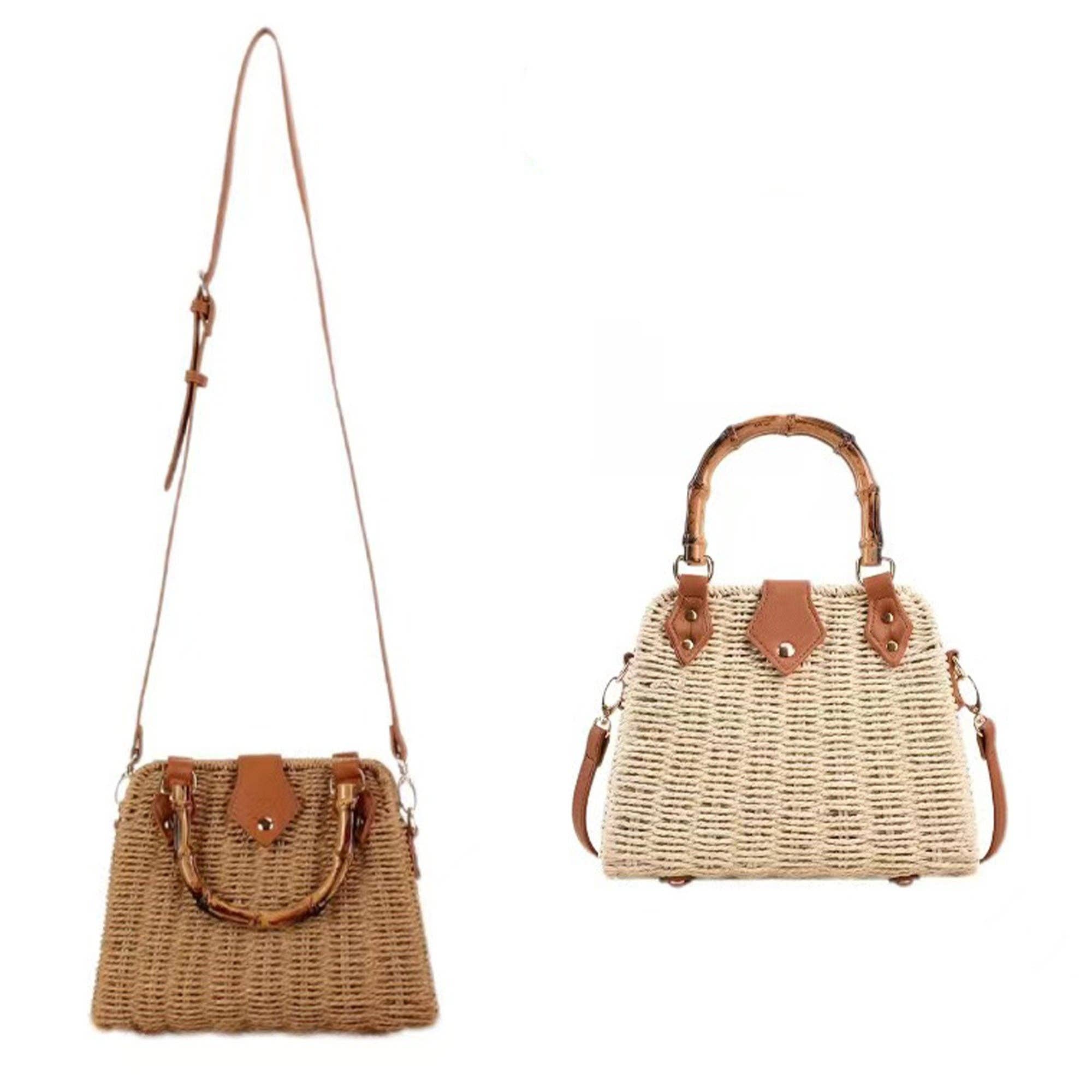 TAPA fashion - Venta al por mayor Bolsa de playa - Bolso de playa de ratán con asa de bambú BG4225-12. (1 unidad)7