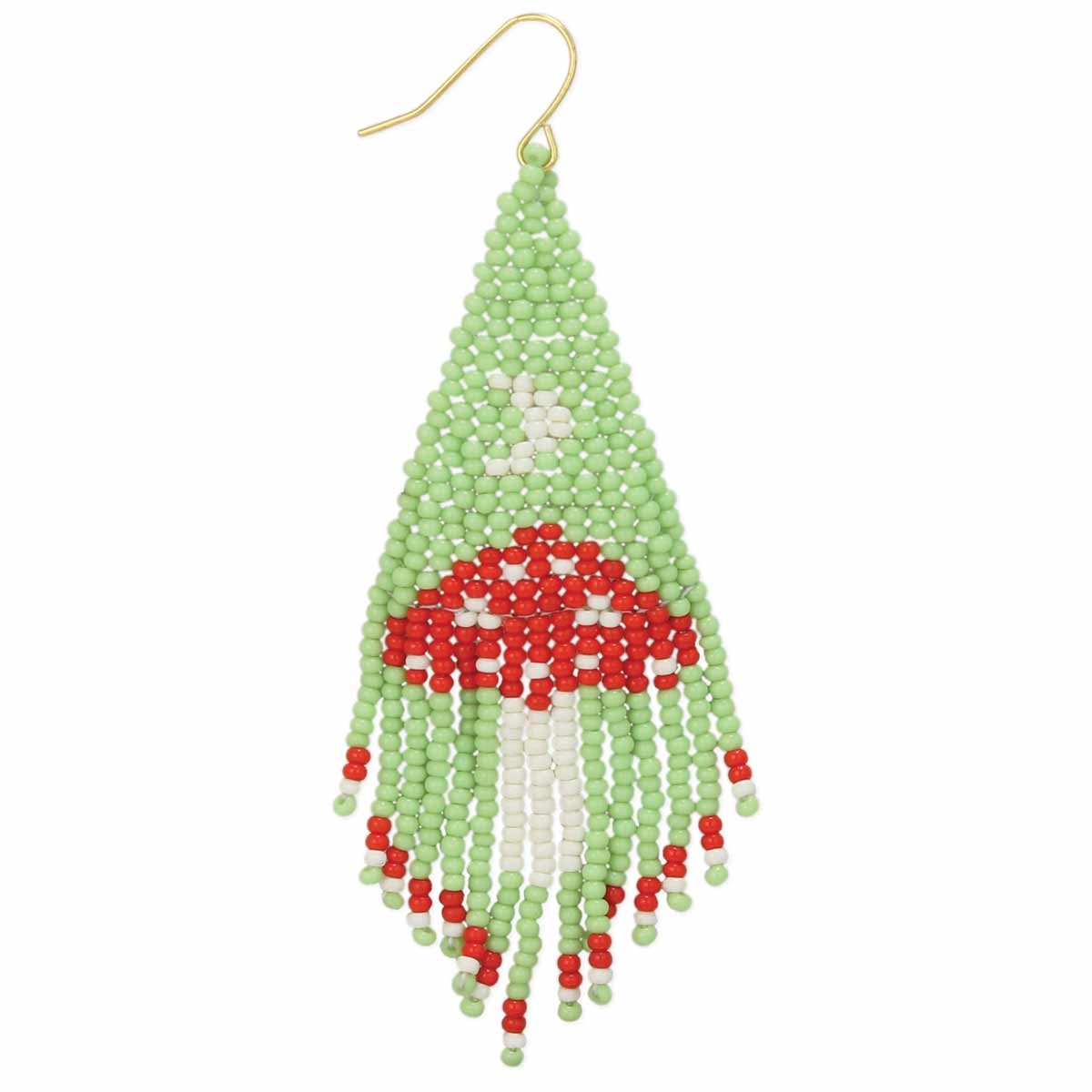 ZAD - Wholesale Tassel Earrings - Mint Mushroom Seed Bead Fringe Earrings1