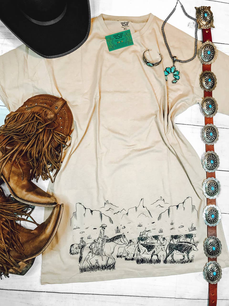 Flying S Company – Großhandel Kleid – Damen – Kuhtrieb T-Shirt-Kleid2