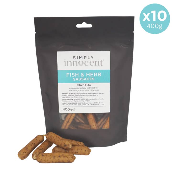 Simply Innocent - Fish & Herb Sausages 400g for wholesale by The Innocent Hound
