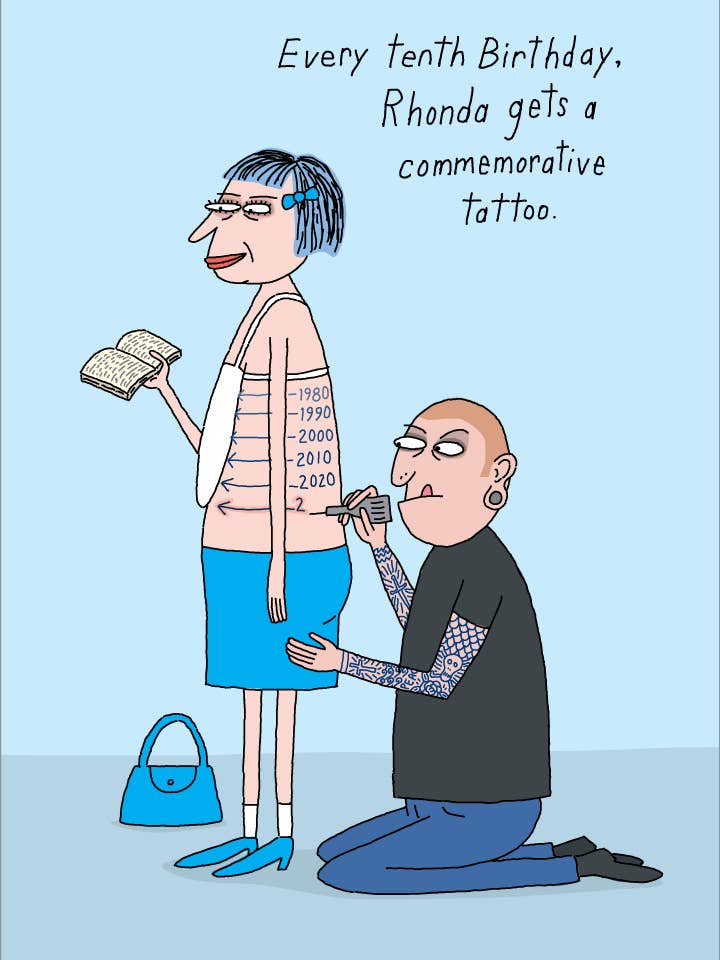 714 Carte d'anniversaire Motif tatouage pour la vente par Clayboys Cards