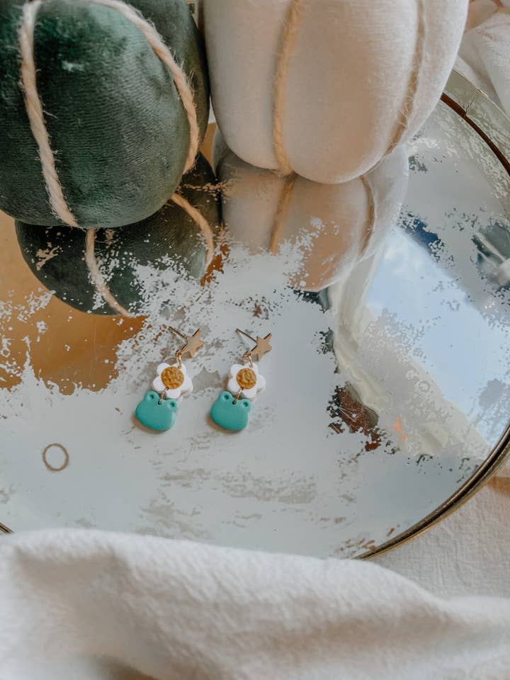 Froggy CLAY EARRINGS | Lightweight | Durable | Hypoallergeni for wholesale by River & Rose Co.