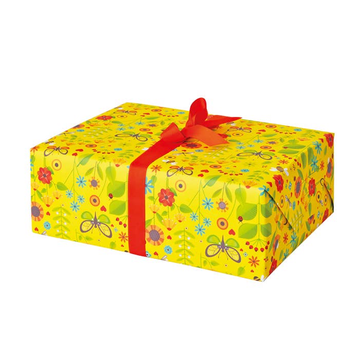 NRGW03 Yellow Floral Gift Wrap Sheets for wholesale by Dyson Design