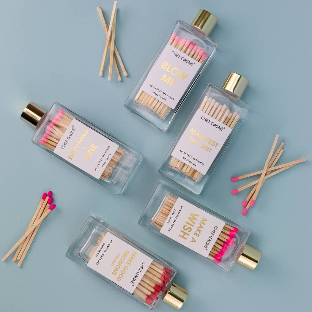 Chez Gagné - Wholesale Lucifers - Make A Wish - Veiligheidslucifers in glazen fles met felroze koppen10