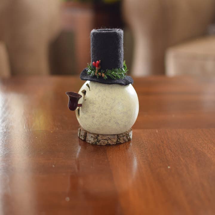 Meadowbrooke Gourds - Wholesale Christmas Decoration - Clyde Snowman Hand-Crafted Gourd - Minature