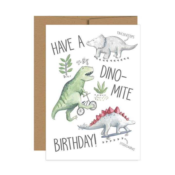 Tarjeta de cumpleaños Dino para venta al por mayor de Jessica Frasz Studio