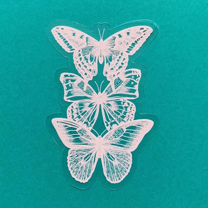 Sticker met heldere witte vlinders voor wholesale door Ellie Jean Art