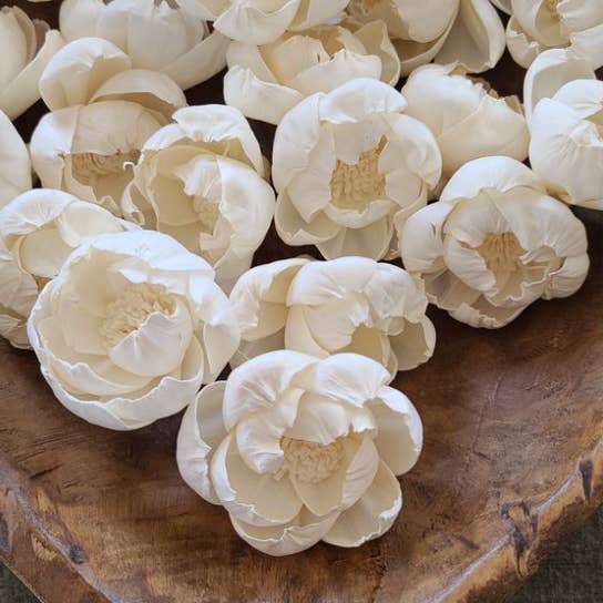 LiveYoung Candle Company - Wholesale Artificial Flowers - Peony Sola Wood Flower (set of 5)