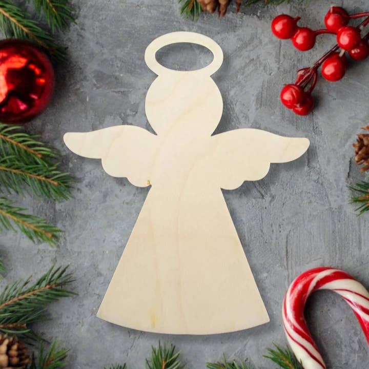 Panneau d'artisanat de Noël découpé au laser en forme d'ange et de bois non pour la vente par KobasicCreations