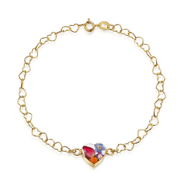 Guldpläterat armband - Blandade blommor - Hjärta för wholesale av Shrieking Violet