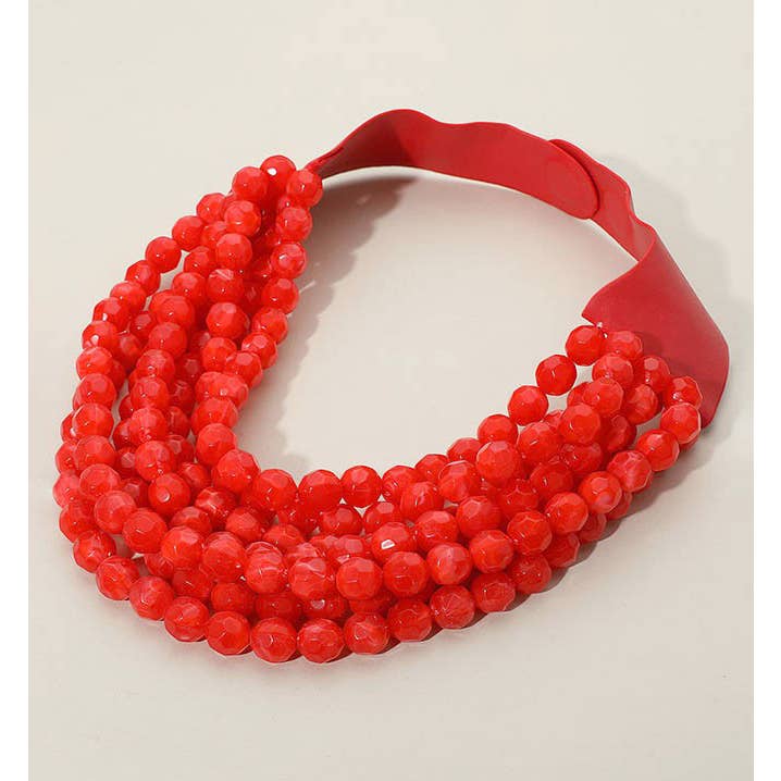 anbfashion – wholesale Bib necklace – CHUNKY BEADED LAYERED NECKLACE JKN-140