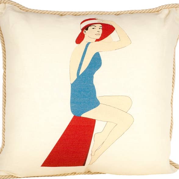 Nautical/ Diver with Red Hat Pillow for wholesale by Ox Bow Decor
