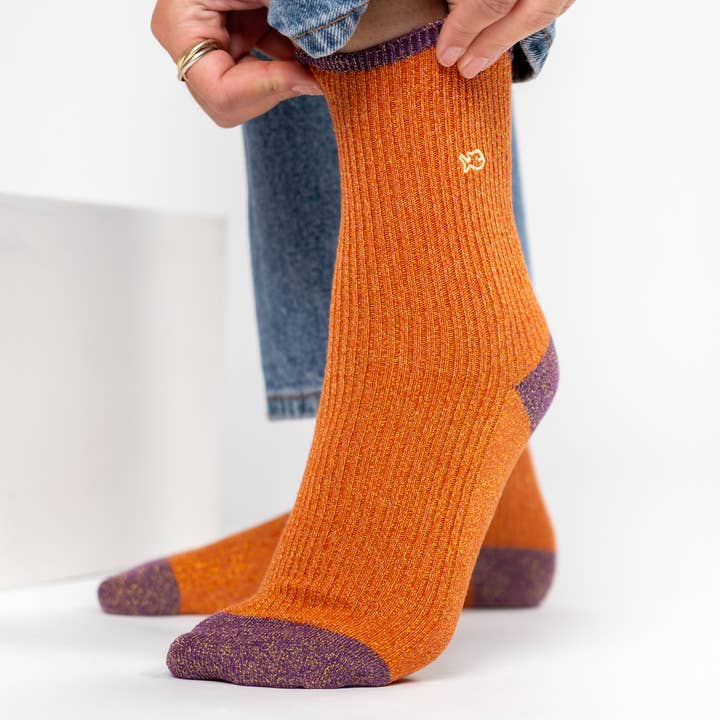 BILLYBELT - Wholesale Socks - Women's - Vintage Glitter Socks - Brick