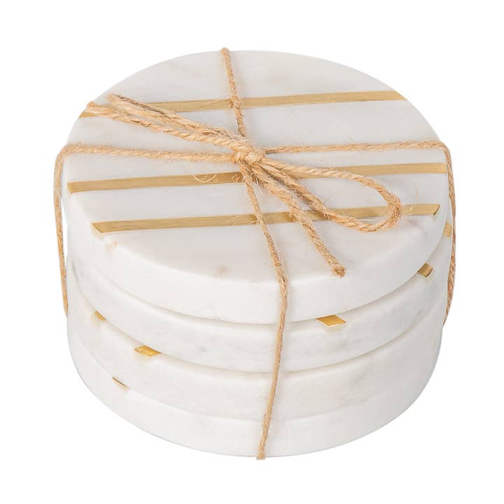 Set of Four Round Marble Coasters with Inlay and other Purchase Wholesale blank glass coasters. Free Returns & Net 60 Terms on Faire trending on Faire.