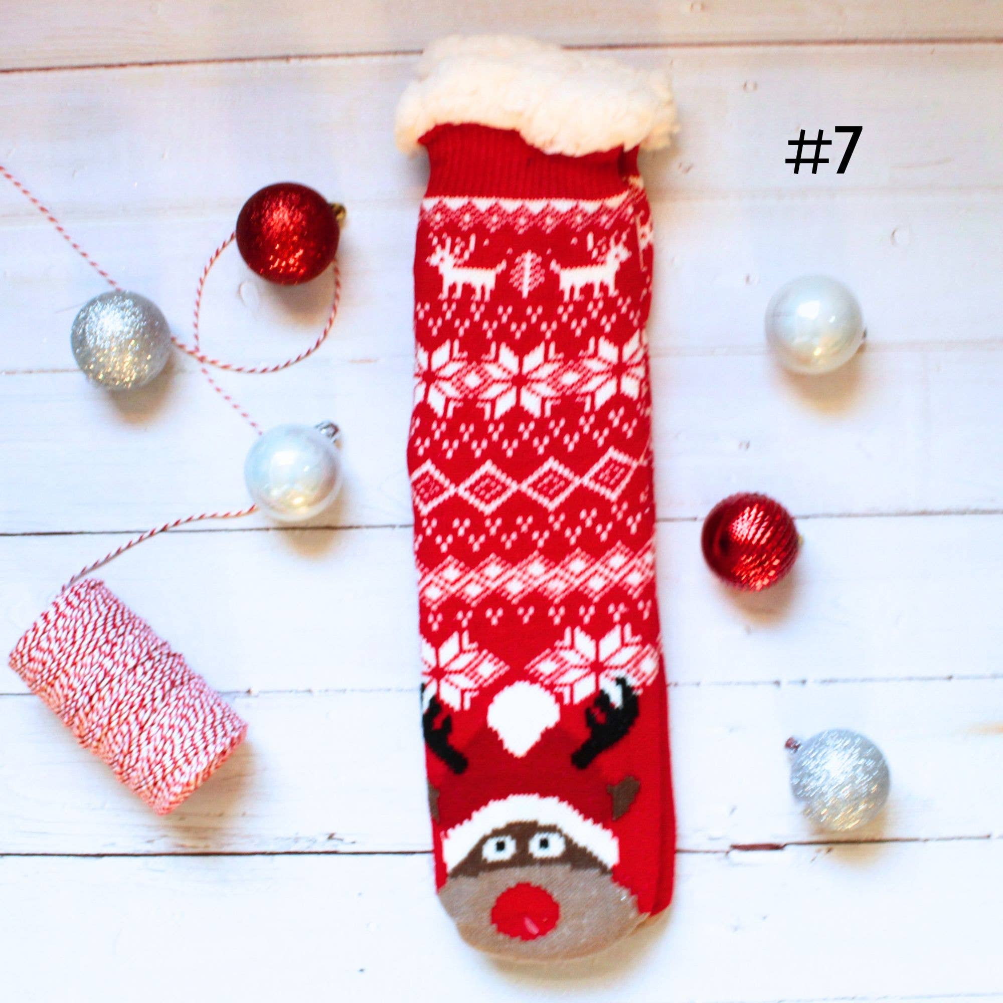 LUNA Nail Wraps – Engroshandel Strømper - Dame – Christmas Sherpa Strømper Fuzzy Cozy Vintersokker6