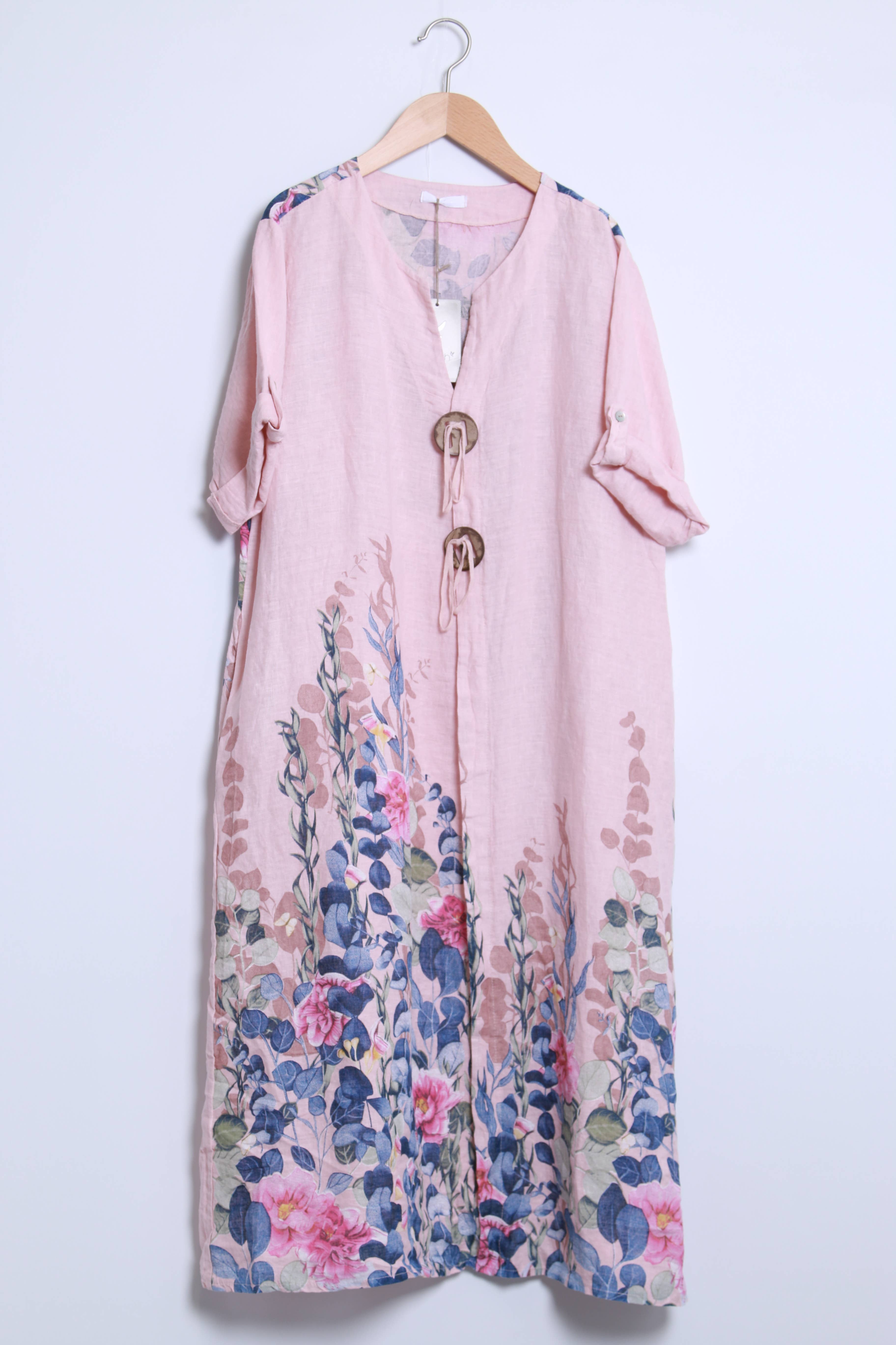 Shyloh - Vente Robe – femme - Robe en lin à imprimé fleuri et 2 boutons 1495524