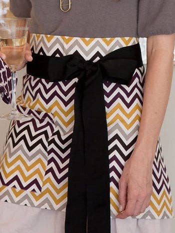 chevron aubergine purple printed cloth cocktail aprons for wholesale by Hen House Linens