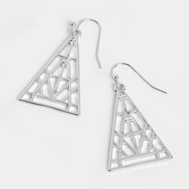 Geometric Triangle Drop Earring - Silver for wholesale by Whispers