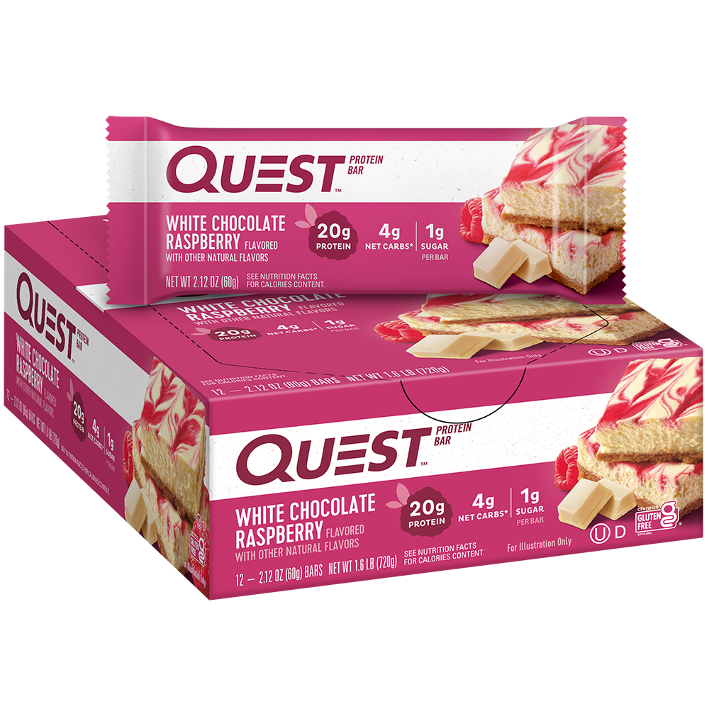 L&F Universal Goods - Wholesale Snack Bar - QUEST PROTEIN BARS 12/60G WHITE CHOCOLATE RASPBERRY0