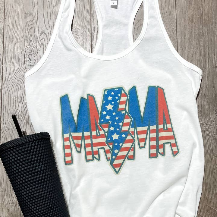 Mama USA Bolt Tank for wholesale by Peach Tree Textile + Trends
