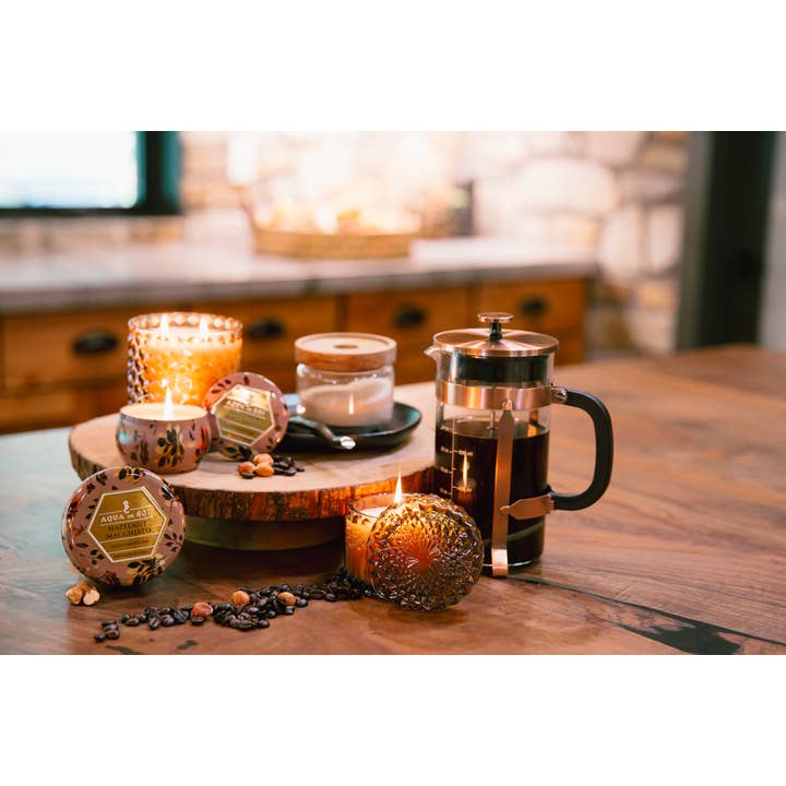 The SOi Company – wholesale Jar/filled candle – Hazelnut Macchiato Coffee 15oz Shimmer Candle 2 wick2