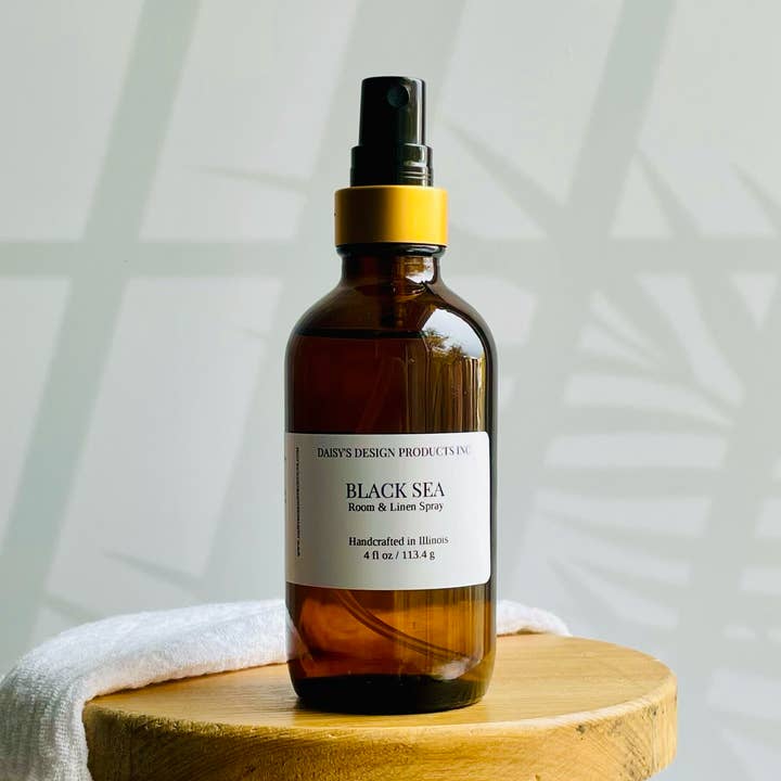 Black Sea / 4oz Room & Linen Spray. Amber Glass Bottle for wholesale by Daisy's Design Products Inc.