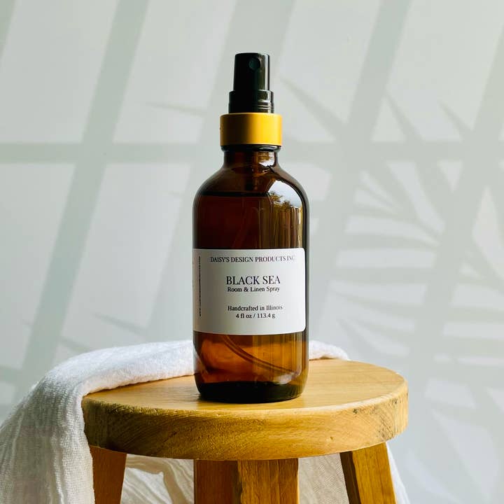 Black Sea / 4oz Room & Linen Spray. Amber Glass Bottle for wholesale by Daisy's Design Products Inc.