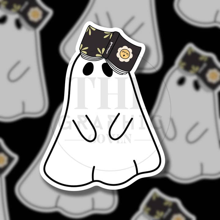 Bookish Ghostie Sticker for wholesale by The Graphic Coven